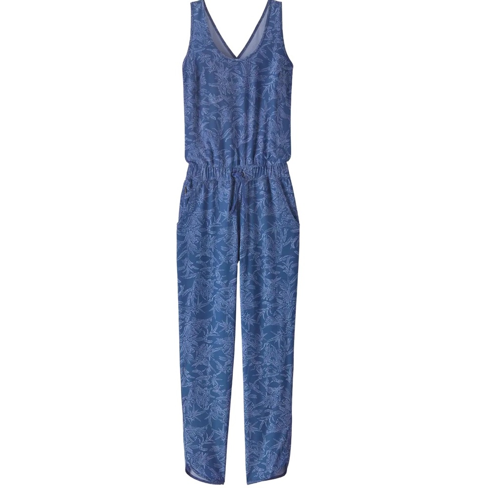 Patagonia Fleetwith Sleeveless Romper Jumpsuit, Monkey Flower Blue, Large